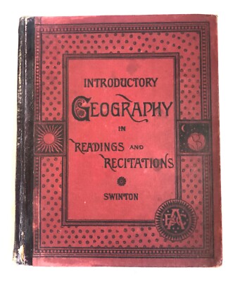 Introductory Geography, Wm. Swinton, 1882, Leather Spine, Color Maps-image