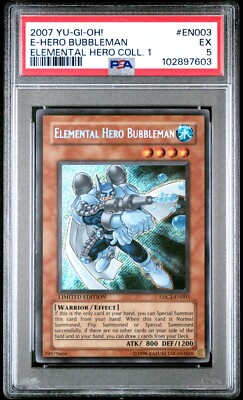 YUGIOH Elemental Hero Collection Bubbleman EHC1-EN003 PSA 5 Secret Rare-image