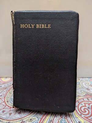 1957 Holy Bible King James KJV Concordance Bonded Leather Map Red Letter Edition-image