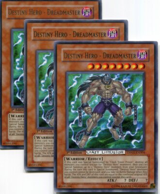 3 X YU-GI-OH DESTINY HERO-DREADMASTER 1ST ED SILVER RARE N/MINT DP05-EN004-image