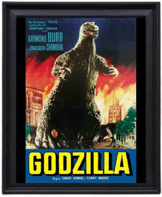 Vintage Godzilla Image 11x14 black picture frame v2-image