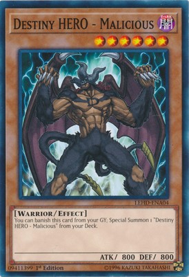 1x (LP) Destiny HERO - Malicious - LEHD-ENA04 - Common - 1st Edition  YuGiOh-image