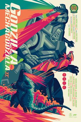 Godzilla vs. Mechagodzilla II Variant MONDO Poster by Tom Whalen Lithograph-image