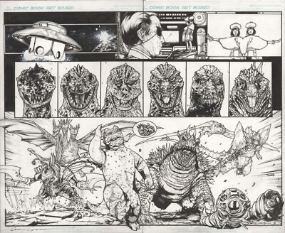 Godzilla Through the Ages Illustration by Alex Sanchez DPS Original Art Signed-image