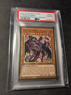 2021 YU-GI-OH! MAXIMUM GOLD PSA GRADED 10 Alt Art Destiny Hero Plasma -image