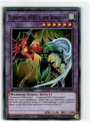 Yu-Gi-Oh! Speed Duel Elemental Hero Flame Wingman Common SGX1-ENA21 Lightly-image