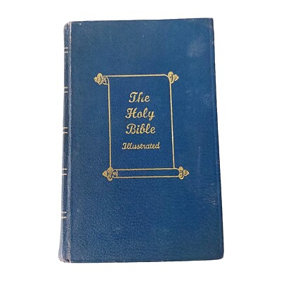 Vintage ILLUSTRATED Holy Bible King James Edition. Leather Bound-image