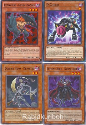 Yugioh Destiny HERO Set - Doom Lord + Departed + Captain Tenacious + D Cubed-image