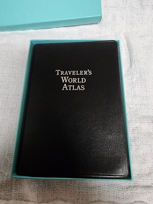 Tiffany & Co 2001 Traveler’s World Atlas, Black Leather Bound, Gilded Pages New-image
