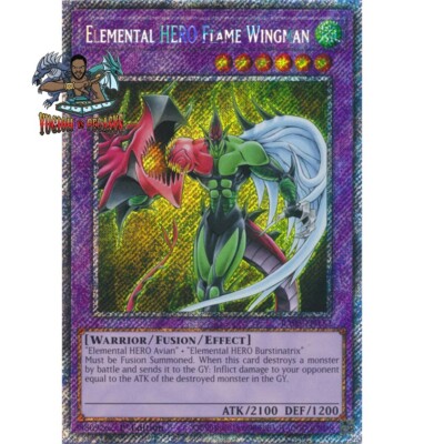 Yugioh 1x Elemental HERO Flame Wingman RA03-EN152 Platinum Secret Rare 1st Ed NM-image