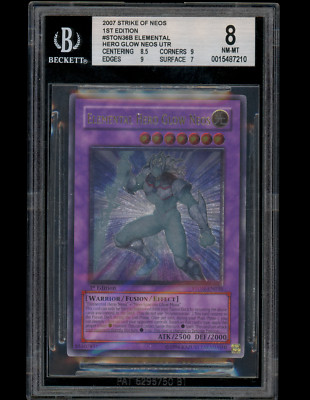 Yugioh Elemental Hero Glow Neos - Ultimate Rare 1st - STON-EN036 - BGS 8 NM/MT-image