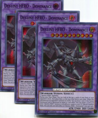 3 X YU-GI-OH DESTINY HERO - DOMINANCE 1ST ED SUPER RARE MINT DANE-EN031-image