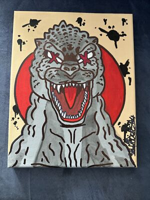 8 X 10 Spray Paint Acrylic Shortiez Ink Godzilla Kong Cartoon Graffiti Canvas-image