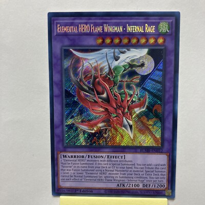 Elemental HERO Flame Wingman - Infernal Rage Secret Rare BLMR-EN012 (NM 1st Ed)-image