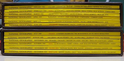 National Geographic Magazine 1989 with Maps and Leather Sleeves-image