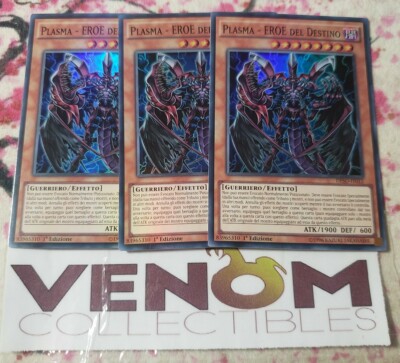 3x (M/NM) *ITALIAN* Destiny HERO - Plasma DESO-EN012 Super Rare 1st Edition -image