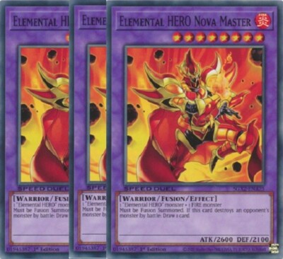 Yugioh - Elemental HERO Nova Master x 3 - 1st Edition NM - Free Holographic Card-image
