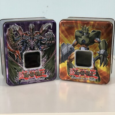 2 Yugioh Yu-Gi-Oh! EMPTY 2007 Tins Destiny Hero Plasma Elemental Grand Neos-image