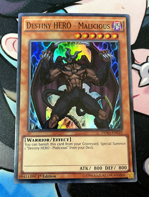 Destiny HERO - Malicious DESO-EN010 SUPER Rare 1st Edition Yugioh-image