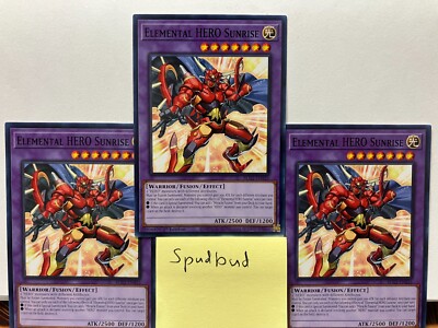 x3 Elemental HERO Sunrise 3x Common BLC1-EN155 (Near Mint 1st Edition)-image