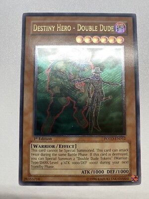 Yugioh Destiny Hero - Double Dude 1st Edition Ultimate Rare POTD-EN012 MP-image