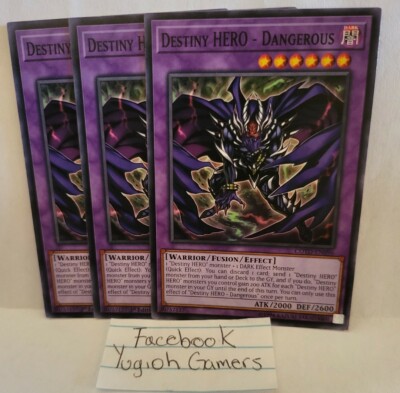YUGIOH DESTINY HERO DANGEROUS X3 COMMON LIGHT PLAYED -image