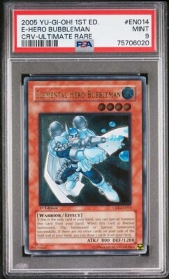 Yu-Gi-Oh! Elemental Hero Bubbleman CRV-EN014 Ultimate Rare 1st Ed PSA 9 Mint-image