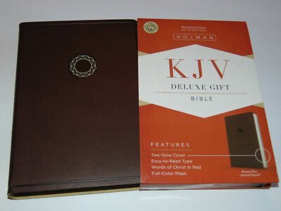 KJV Holy Bible, Brown/Tan Design Leather-Touch Cover King James Version Gift Ed.-image