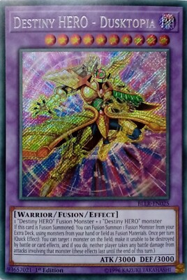 BLLR-EN025 DESTINY HERO - DUSKTOPIA SECRET RARE 1ST EDITION YuGiOh CARD-image