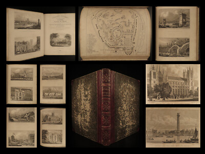 1829 LONDON Architecture Metropolitan Improvements Engravings Cathedrals MAPS-image
