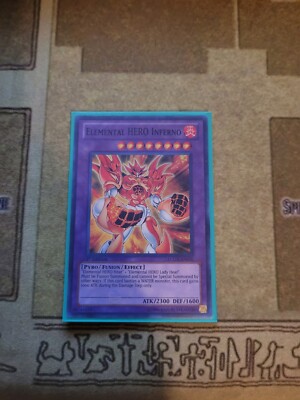YUGIOH TCG ELEMENTAL HERO INFERNO LCGX-EN076 SUPER 1ST EDITION NM-image