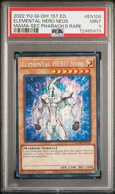 1x Yugioh 1st Edition Elemental Hero Neos MAMA-EN106 PSA 9 Secret Pharaoh's Rare-image