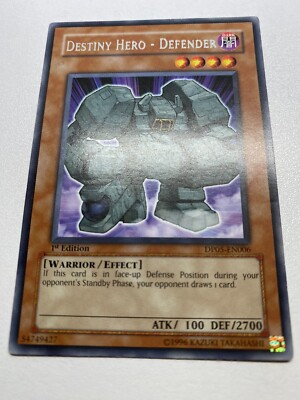 Yu-Gi-Oh! Destiny Hero - Defender Rare 1st Edition DP05-EN006 HP DAMAGED-image