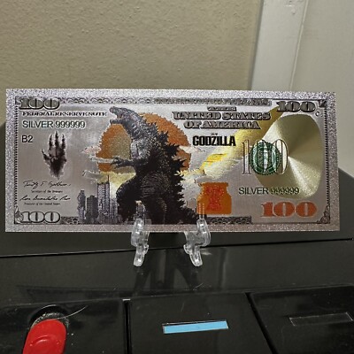Silver Foil Plated Godzilla Banknote Collectible-image