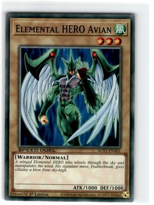 Yu-Gi-Oh! Speed Duel Elemental Hero Avian Common SGX1-ENA01 Lightly Played 1st-image