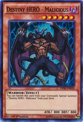 1x (EX) Destiny HERO - Malicious - DESO-EN010 - Super Rare - 1st Edition  YuGiOh-image