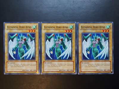 Yugioh - Elemental Hero Avian TLM-EN001 Common 1st Edition Playset x3-image