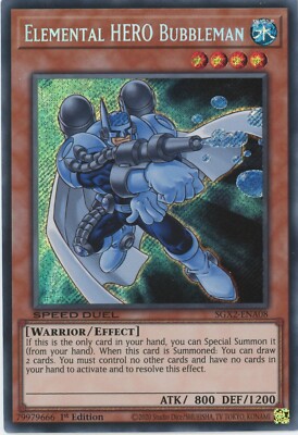 Yugioh Elemental Hero Bubbleman SGX2-ENA08 Secret Rare 1st Edition NM-image