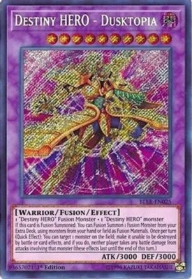 Yugioh - Destiny HERO - Dusktopia - 1st Edition Secret Rare NM - Free Holo Card-image