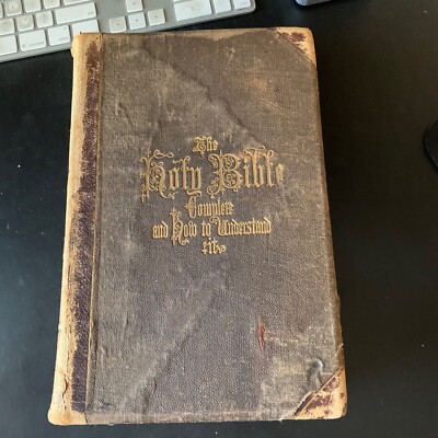 Antique 1875 HITCHCOCK'S COMPLETE ANALYSIS OF THE HOLY BIBLE Map & Engravings-image