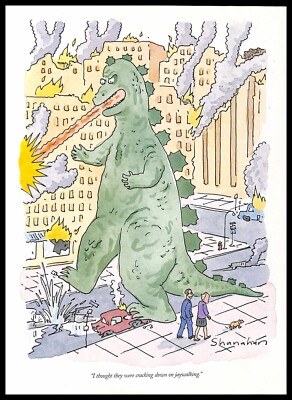 1998 Danny Shanahan PRINT ART New York Godzilla Cartoon Humor-image