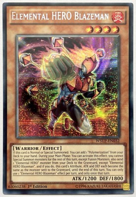 WSUP-EN032 Elemental HERO Blazeman - Secret Rare 1st Ed Near Mint YuGiOh Card-image