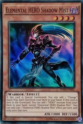 SDHS-EN001 ELEMENTAL HERO SHADOW MIST SUPER RARE MIXED EDITION YuGiOh CARD-image