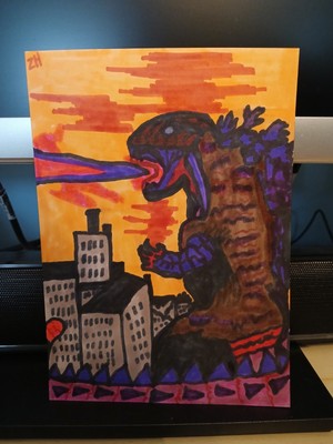 Drawing Shin Godzilla Horror Art Neca Monsterarts Kong Shimo Japan City Mothra-image