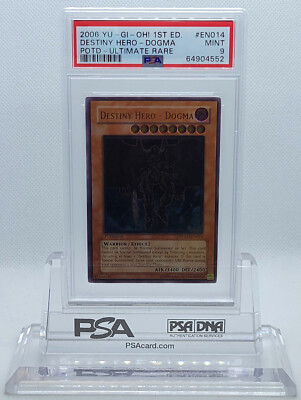 YUGIOH 1ST ED POTD-EN014 DESTINY HERO DOGMA ULTIMATE RARE PSA 9 MINT #64904552-image