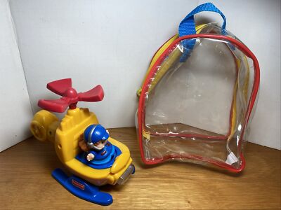 Vintage Fisher Price Little People Lights Sound Helicopter 2001 Mattel 77980-image