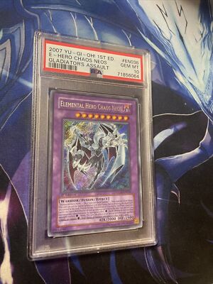 Yugioh! Elemental Hero Chaos Neos GLAS-EN036 Secret Rare 1st Ed PSA GEM MT 10-image