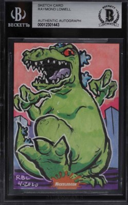 Nickelodeon Reptar Rugrats Godzilla Original Art Sketch Card 1/1 BAS-image