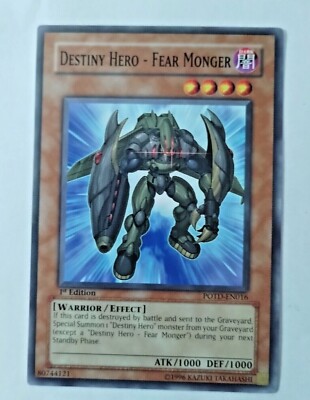 Yu-Gi-Oh! TCG Destiny Hero - Fear Monger Power of the Duelist POTD-EN016 1st Ed.-image