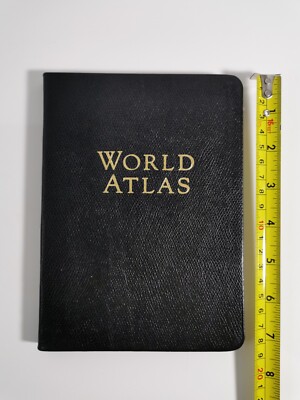 World Atlas Concise Leather Bound Gold Edges Vintage 1991-image